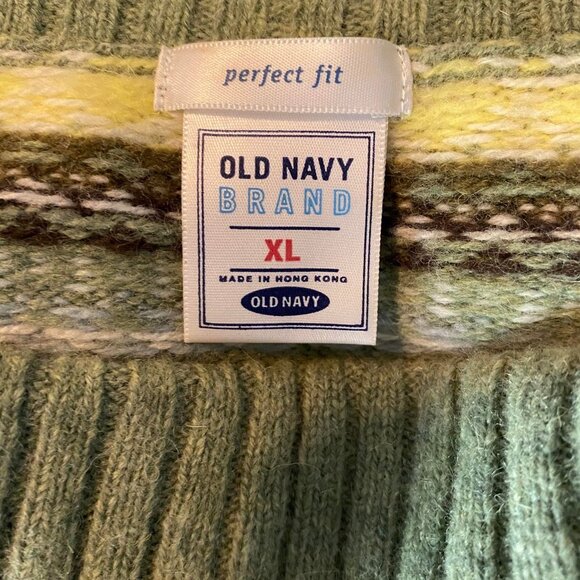 Old Navy women's xl perfect fit green turtle neck striped sweater soft and cozy - Picture 4 of 8
